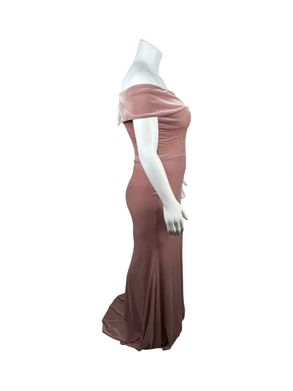 BHLDN Fawn Velvet Off-Shoulder Mermaid Blush Pink Velvet Bridesmaid Dress Sz. 16 - Picture 2 of 7